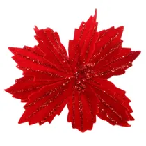 Flor Natalina Vermelha com Listras Brilhantes