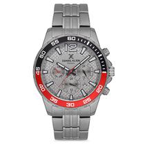 Relogio Analogico Masculino Daniel Klein DK.1.12675-5 Exclusive Gents / Pulseira de Aco Inoxidavel - Prata/Vermelho/Negro