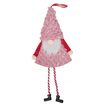 Enfeites de Natal Pendentes de Gnomos com Chapéu de Lantejoulas 4 X 14CM