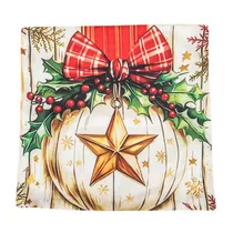 Capa de Almofada de Natal 43X43CM com Estampa de Papai Noel com Bengala Doce