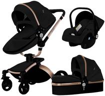 Carrinhos de Bebe Agape 360 AB-906 3 Em 1 Black/Gold