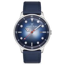 Relogio Analogico Masculino Daniel Klein DK.1.12668-2 Premium Gents / Pulseira de Couro Genuino - Azul/Prata