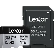 Cartão de Memória Micro SD Lexar Professional Silver Plus 205-150 MB/s C10 1 TB (LMSSIPL001T-Bnang)
