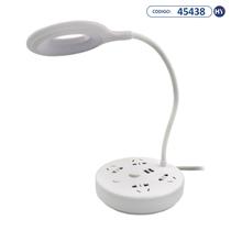 Abajur de Mesa LED L3452 com 4 Tomadas e 2 USB - Branco