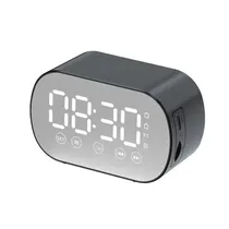 Mini Relogio Espelho de Mesa / Alarme / Speaker / Bluetooth / TF - Preto
