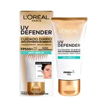 Protector Solar Facial Loreal Paris Uv Defender FPS50+ Anti-Brillo 40G