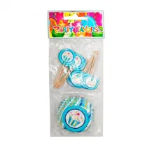 Kit Party Flavor Toppers e Forminhas para Cupcake Ice Cream 24PCS