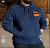 Moleton American Eagle Azul Logo Naranja