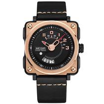 Relogio Analogico Megir Pilot ML2040G-REBK-1N0 Masculino, Couro - Preto e Dourado