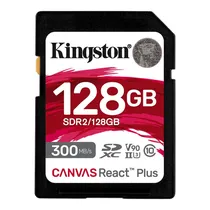 Cartao de Memoria SD Kingston Canvas React Plus U3 C10 V90 128GB - SDR2/128GB