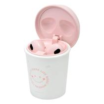 Fone de Ouvido Sem Fio Yookie Coffee Cup YKS052 Earbuds com Bluetooth - Branco/Rosa