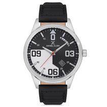 Relogio Analogico Masculino Daniel Klein DK.1.12670-2 Premium Gents / Pulseira de Couro Genuino - Preto/Prata