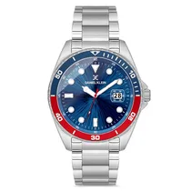 Relogio Analógico Masculino Daniel Klein DK.1.12664-3 Premium Gents / Pulseira de Aço Inoxidável - Prata/Azul/Vermelho