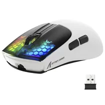 Mouse Gamer Attack Shark X5 RGB Sem Fio - Branco/Preto