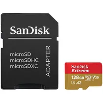 Cartão de Memória Micro SD de 128GB Sandisk Extreme SDSQXAA-128G-GN6AA - Vermelho/Dourado