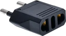 Adaptador de Tomada para Plug Indiano 3 Entradas - Preto (Padrão Brasileiro)
