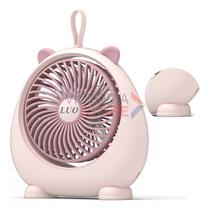 Mini Ventilador de Mesa Fan Luo LU-F2204 Recarregavel / 2 Velocidades / 700MAH / 3W - Rosa/ Roxo