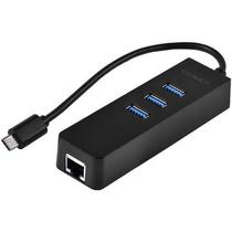 Adaptador Hub Sate USB-C p/ 3 USB + RJ45 Lan