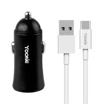 Carregador Veicular Yookie PC1 - 2X USB - com Cabo USB Tipo C - 2.4A - Preto