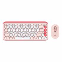 Kit Teclado e Mouse Logitech Pop Icon 920-013053 Sem Fio Espanhol - Rosa