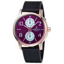 Relogio Analogico Daniel Klein Exclusive DK11842-4 Masculino, Couro - Preto, Rosa Ouro e Roxo