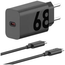 Carregador / Adaptador de Parede Motorola Turbo 68 Duo + Cabo USB-C / USB-C 1 Metro / 68W - Preto