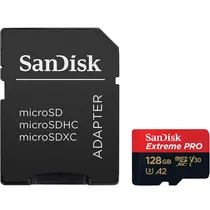 Memória Micro SD Sandisk Extreme Pro 200-90 MB/s U3 com Adaptador de 128 GB