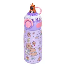 Garrafa Térmica com Bico e Design de Capivara 400ML - Lilás