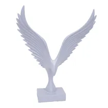 Estátua Decorativa de Pássaro Em Resina 46 CM Cinza