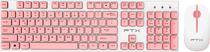 Teclado e Mouse Sem Fio FTX FTXGK600 - Branco/Rosa (Portugues)