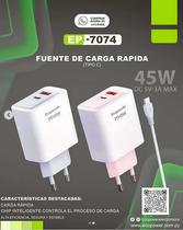 Carregador EP-7074 USB-C/USB-A 45W Rosa