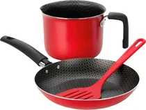 Kit Frigideira com Fervedor + Espatula Multiflon - Vermelha