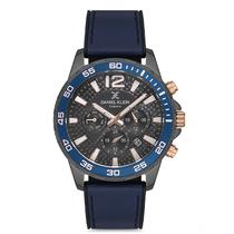 Relogio Analogico Masculino Daniel Klein DK.1.12672-5 Exclusive Gents / Pulseira de Silicone + Couro Genuino - Azul