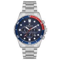 Relogio Analogico Masculino Daniel Klein DK.1.12680-3 Exclusive Gents / Pulseira de Aco Inoxidavel - Prata/Azul/Vermelho