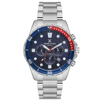 Relogio Analógico Masculino Daniel Klein DK.1.12680-3 Exclusive Gents / Pulseira de Aço Inoxidável - Prata/Azul/Vermelho