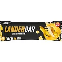Landerbar Protein Bar Protein Dessert Sabor Banana 46G Plastico Negro
