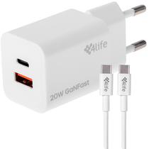 Carregador 4LIFE FL8220ACGW USB/USB-C de 20 Watts + Cabo USB-C