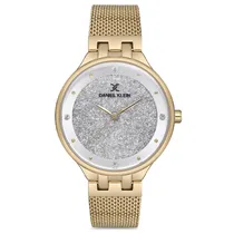 Relógio Analógico Feminino Daniel Klein DK.1.12683-7 Premium Ladies / Pulseira de Aço Inoxidável - Dourado/Prata Glitter