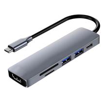 Hub USB-C 3.1 Satellite A-HUBC55 6 Portas / HDMI / 2 USB 3.0 / SD / TF / USB-C Femea - Cinza