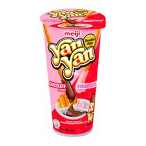 Creme de Chocolate e Morango com Palitinhos Meiji Yan Yan 44G