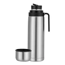 Garrafa Térmica Terrano Premium - 1L - com Alça Rígida - Prata