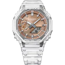 Relógio Casio G-Shock GA-2100BM-7A5DR Analógico/Digital Masculino - White Transparent/Rosé Gold