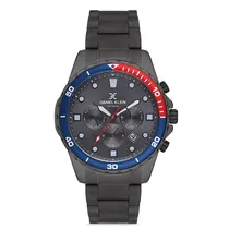 Relogio Analógico Masculino Daniel Klein DK.1.12680-4 Exclusive Gents / Pulseira de Aço Inoxidável - Preto/Azul/Vermelho