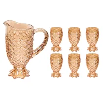 Conjunto de Jarra e Copos de Vidro 13.5X7CM - 7 Peças Dourado