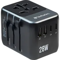 Adaptador Universal de Tomada Verbatim UTA-07 28 W - Preto (32122)