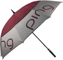 Guarda Chuva de Golfe Ping 34785-01 Ladies 62" Umbrella Double Canopy Silver/Bordeaux
