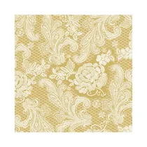 Servilletas de Papel PPD Lace Royal Gold White 007659 33 X 33 CM 15 Unidades