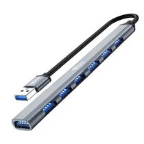 Hub Adaptador Multiporta 4LIFE FLU7-A USB-A / 7 Em 1 / USB 3.0 / USB 2.0 X6 - Cinza
