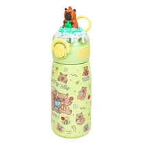 Garrafa Térmica com Bico e Design de Capivara 400ML - Verde