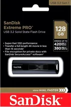Pendrive Sandisk Extreme Pro 128GB USB 3.2 - Preto